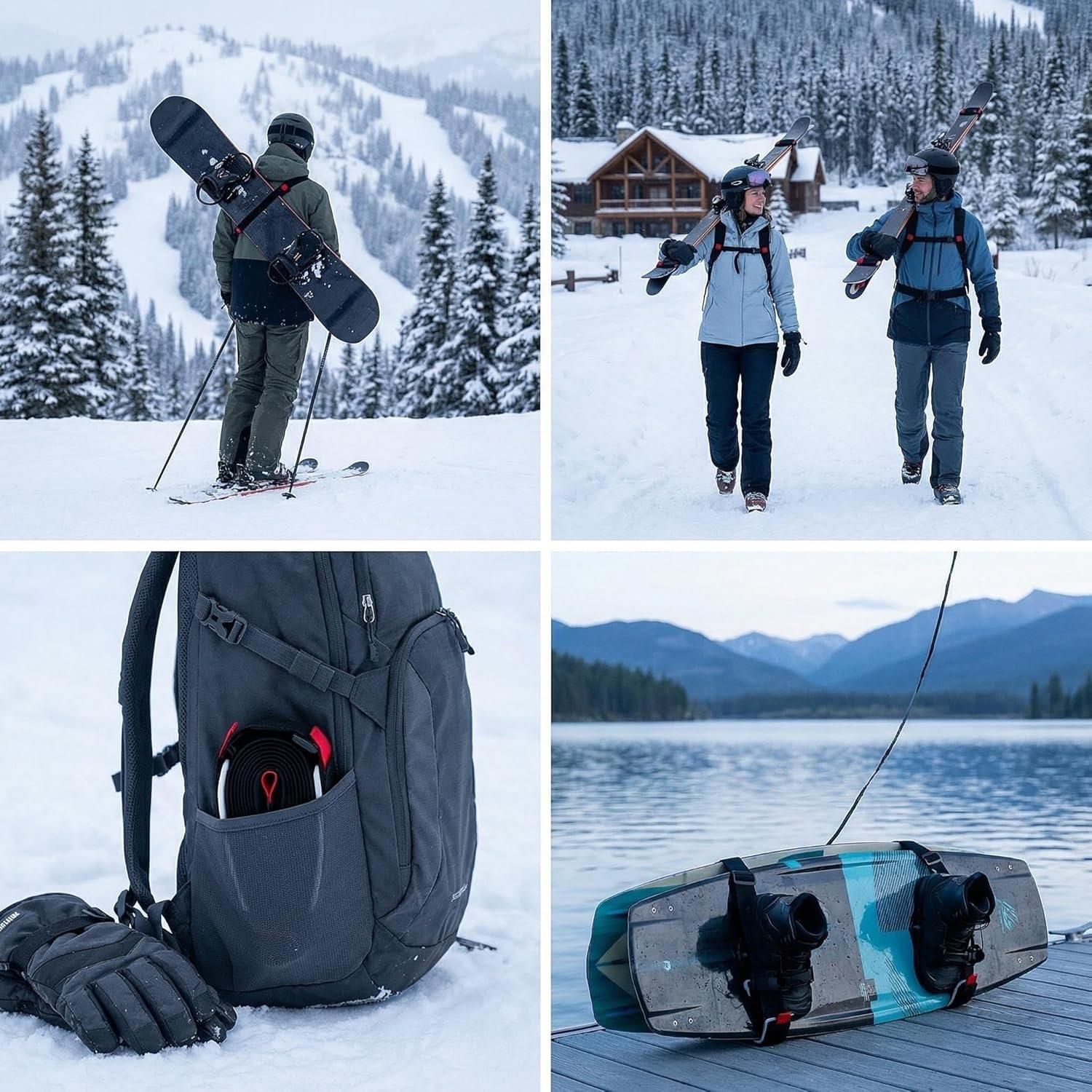 2-Pack Premium Ski and Pole Carrier Straps Adjustable and Cushioned Skiing Shoulder Straps with Hook Fasteners for Adults, Durable Nylon Ski and Snowboard — image 6