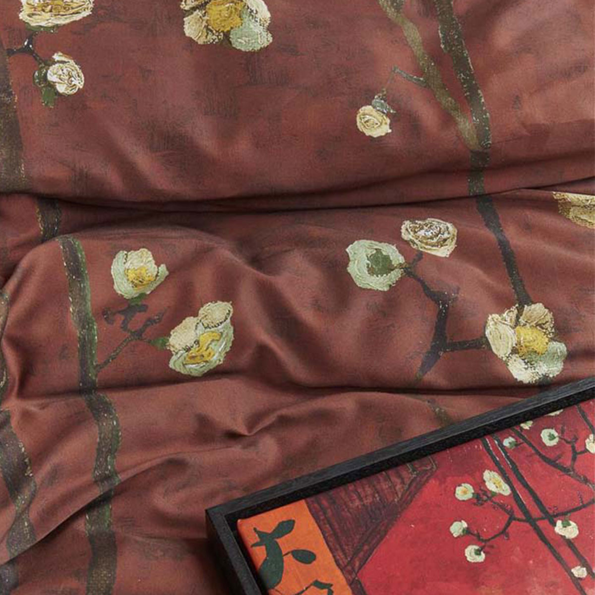Bedding House Van Gogh Plum Blossoms Red Cotton Sateen Quilt Cover Set King — image 3