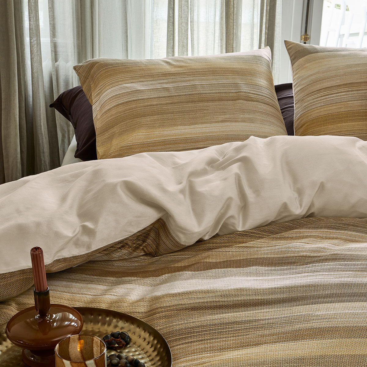 Bedding House Elie Natural Cotton Sateen Quilt Cover Set Queen — image 3