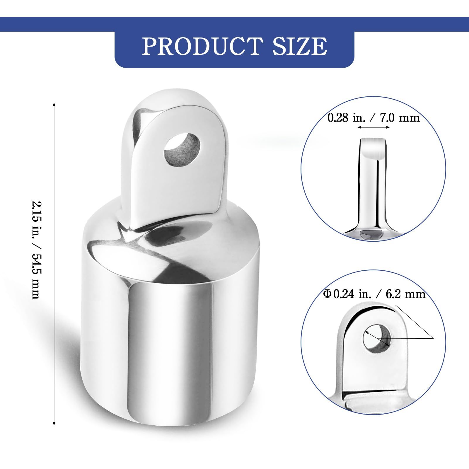 2 pcs Top Cap Eye End Boat Fitting, Stainless Steel Top Hardware, Marine Hardware Stainless Steel Top Fittings Boats Marine โ image 2