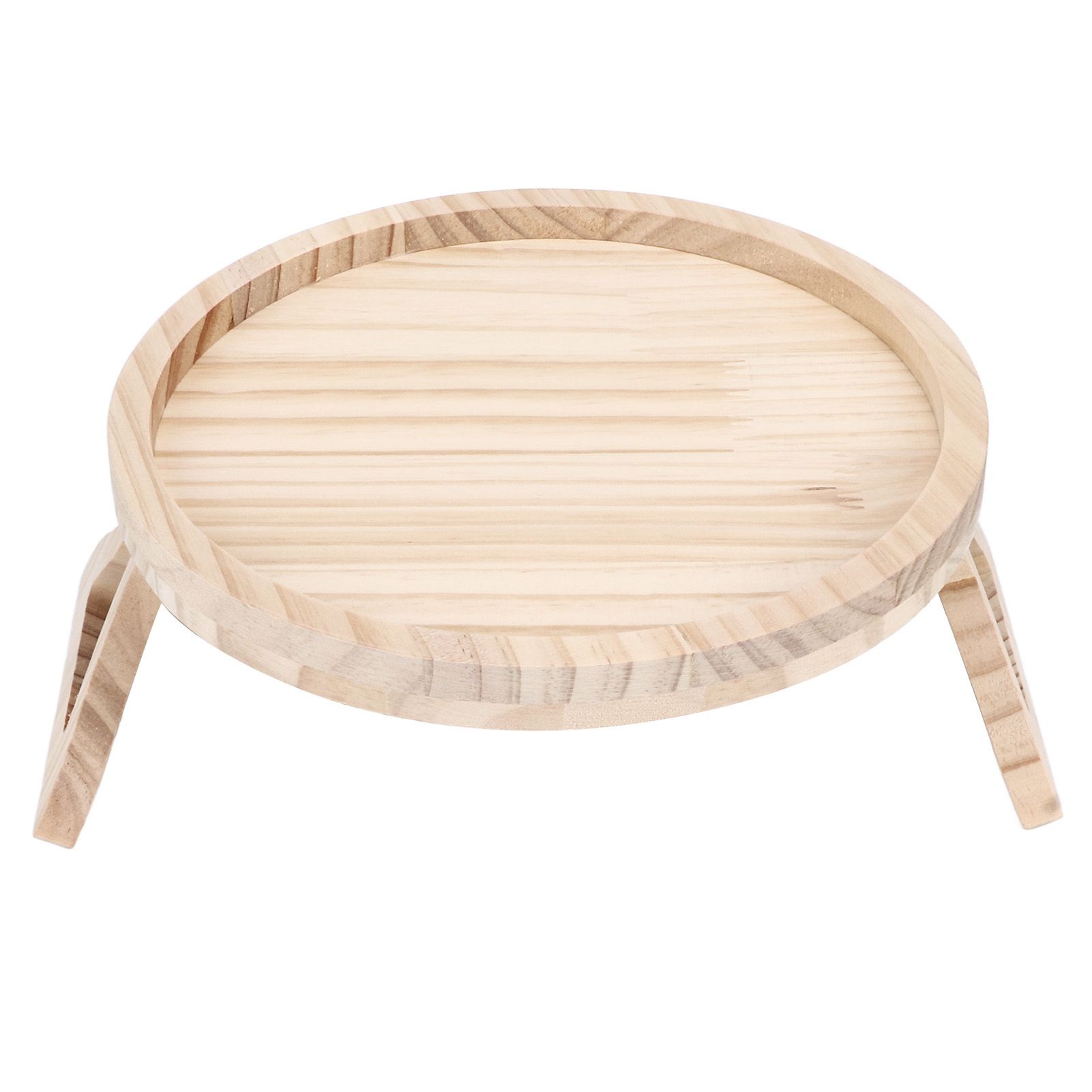 Clip On Tray Natural Bamboo 9.8in Round Home Couch Sofa Armrest Clip Tray Table for Snack Coffee Tee Remote Control 25cm/9.8in โ image 2