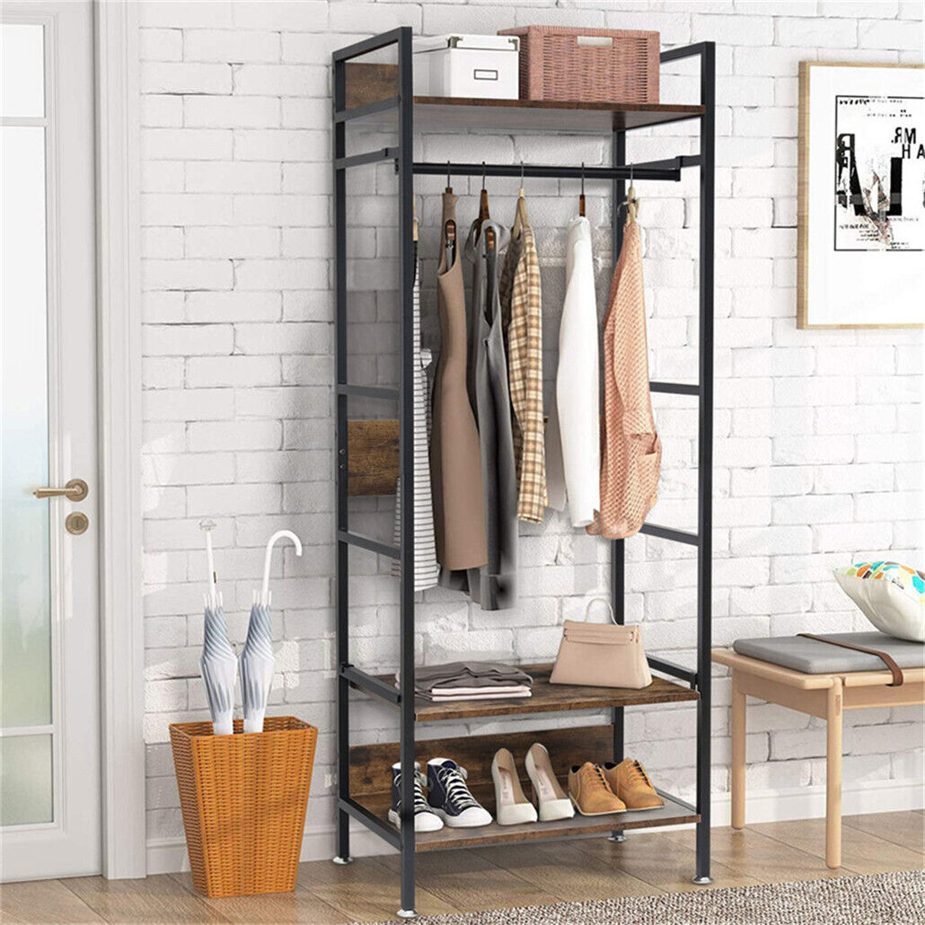 Metal Garment Rack Coat Stand MDF & Iron Organizer — image 2
