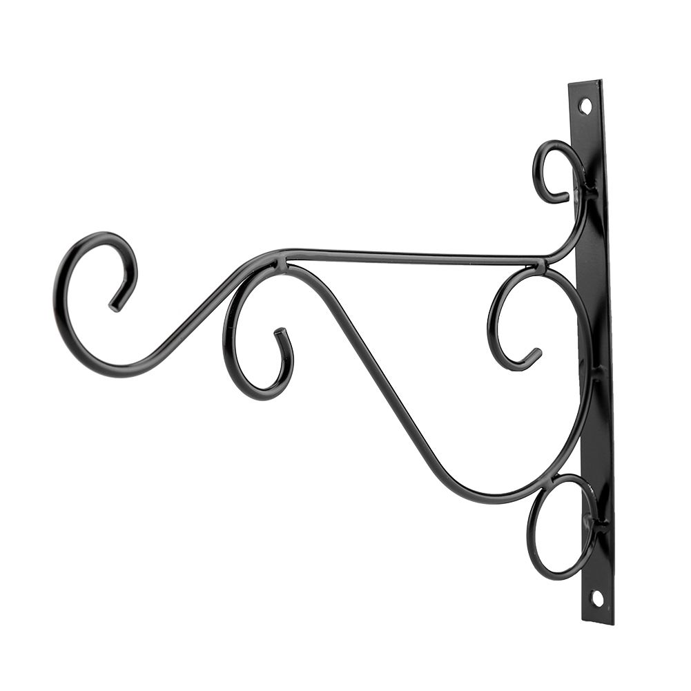 Iron Plant Hanger Wall Hanging Bracket Flower Hook for Home Garden Decoration 30 × 21cm(Black) — image 3