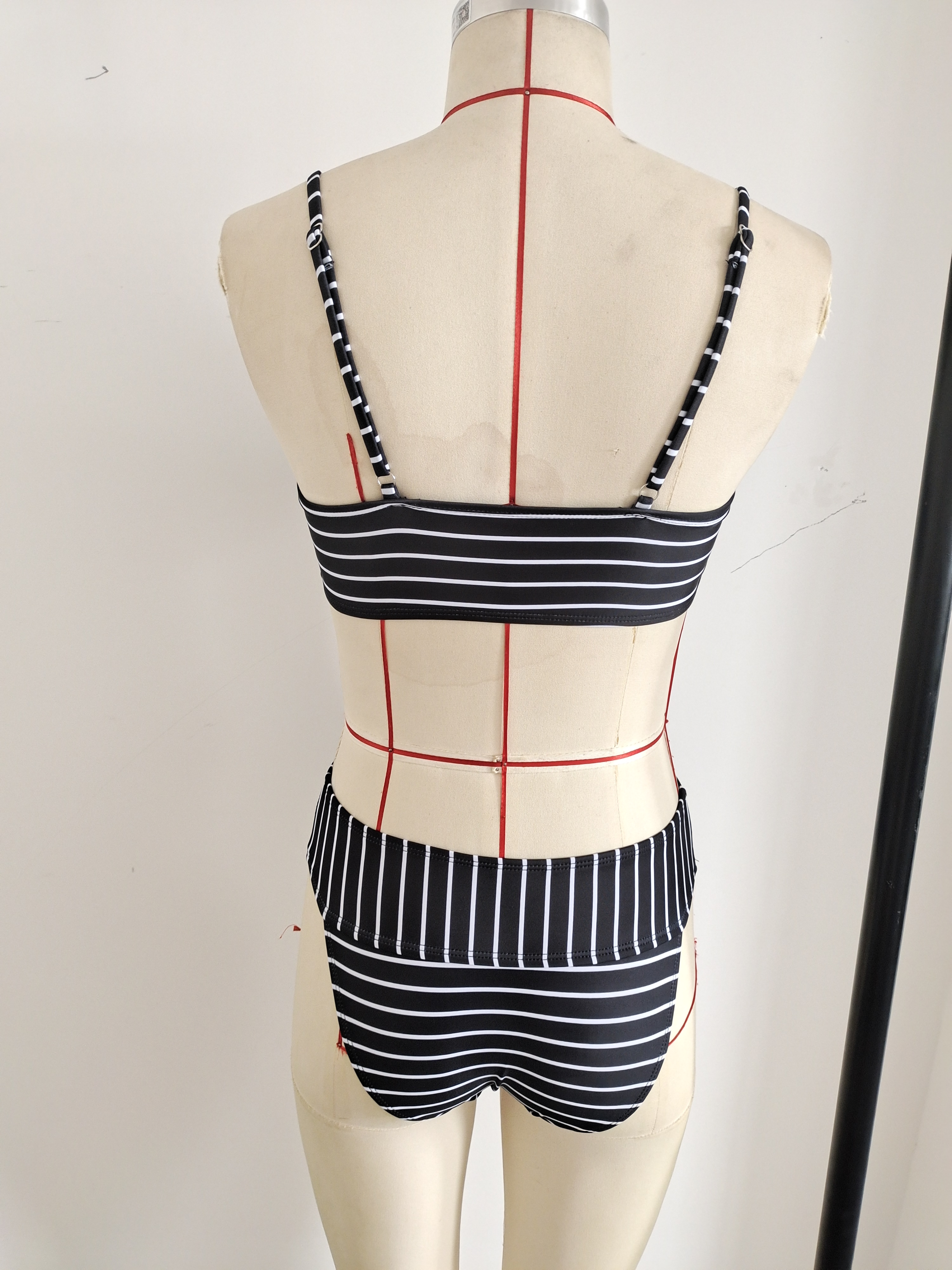 Women Striped Print Bikini Deep-V Neck Women's Swimwear Beachwear Size L โ image 6