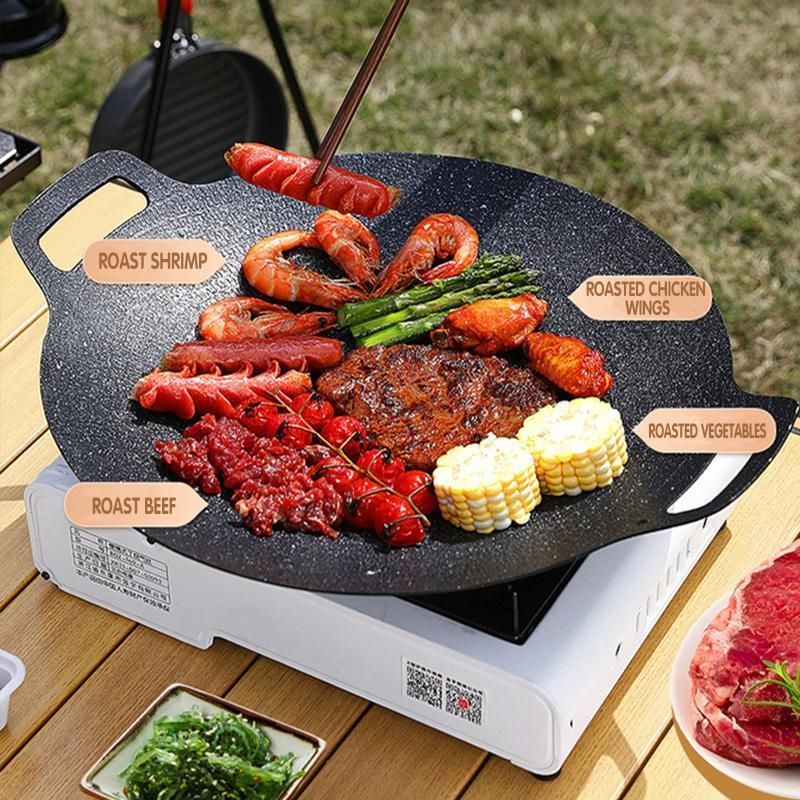 Korean BBQ Grill Pan 34cm Non Stick Marble Coating Plate for Gas Stove Outdoor Use — image 4
