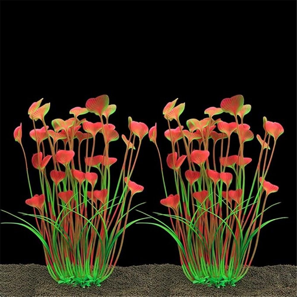 2pcs Grass Aquarium Fish Tank Landscape Plastic Water Grass Fish Tank Decoration Fake Water Grass Simulated Water Grass Ornament (Pink ) — image 3