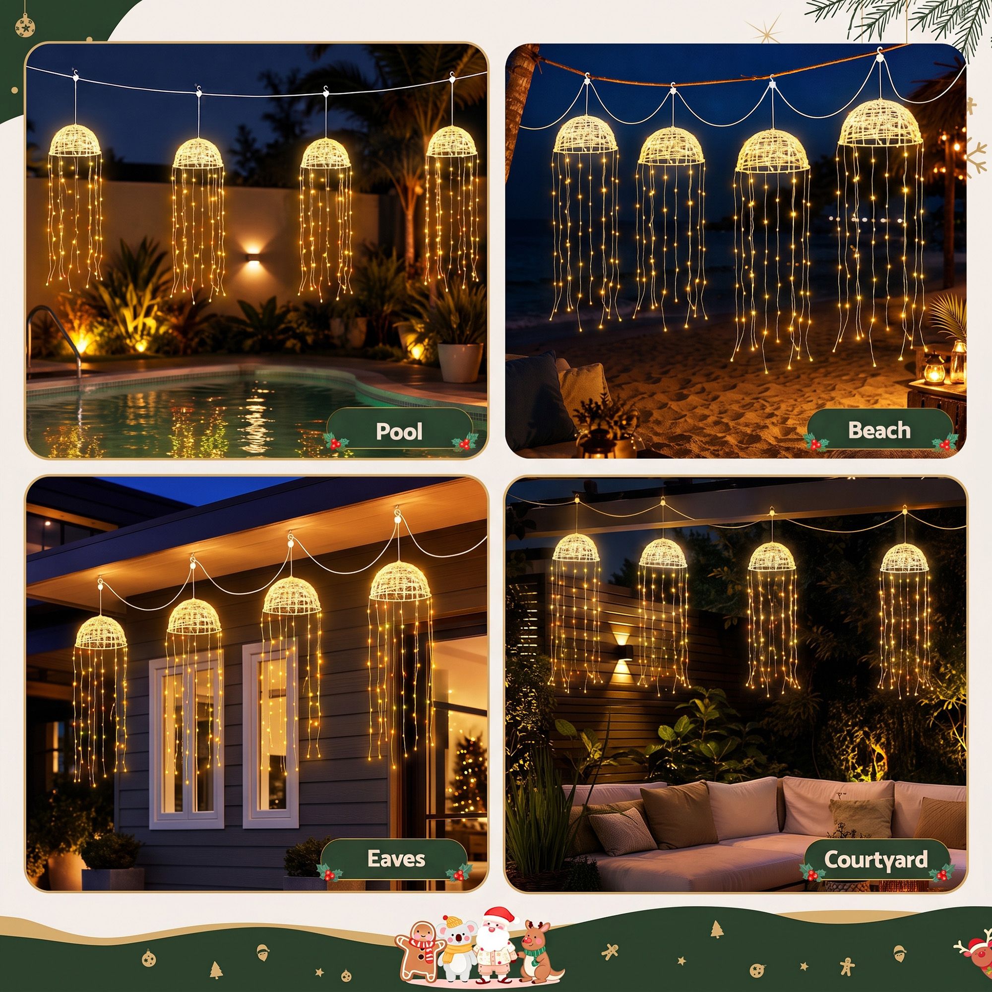 Jingle Jollys Christmas Lights Solar Jellyfish 4Pcs Garden Decorative Warm White โ image 5