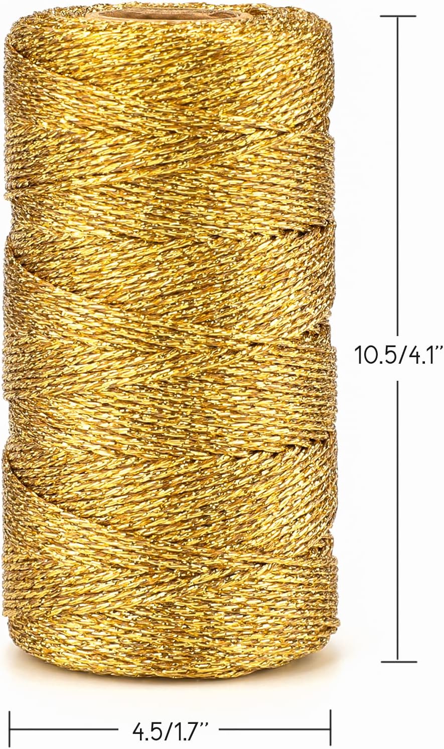 328 Feet Gold String Twine - 1.5mm Metallic Ornament Thread Gift Wrapping - Inelastic Macrame Glitter Gold Cord for Gift Wrapping, DIY Crafts, Bracelets — image 5