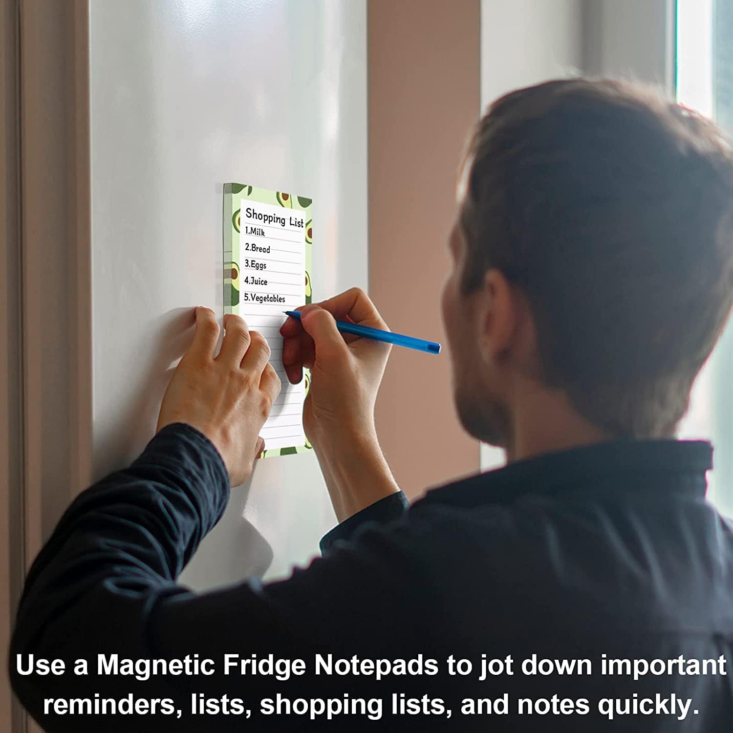 Magnetic shopping list for the fridge (2-piece) - 100 sheets - tear-off notepad with pen clip for shopping - to-do list and meal planning (watermelon) — image 4