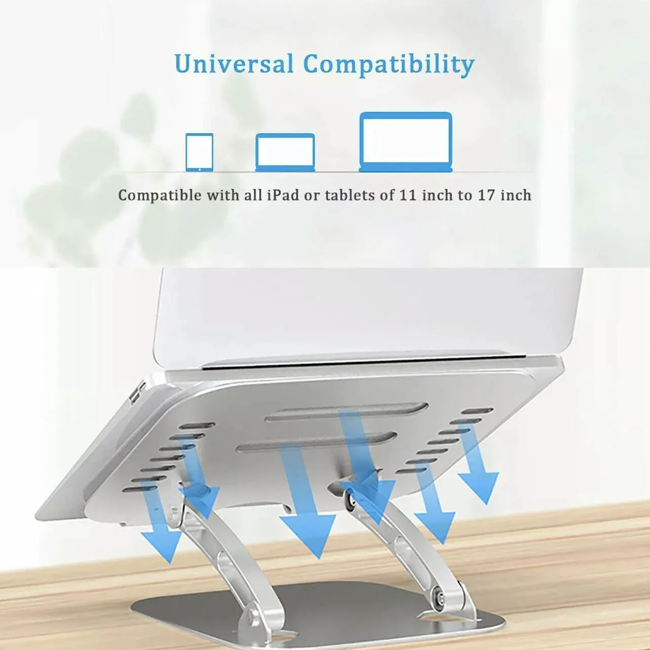 Adjustable Folding Aluminum Stand Ergonomic Design Portable Laptop Stand Holder - Silver — image 4