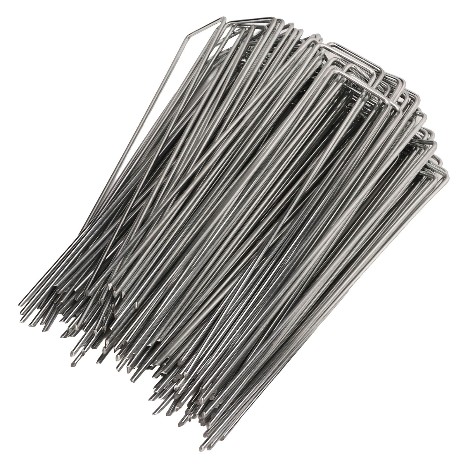 100Pcs U Shaped Garden Stakes Galvanized Steel Landscape Stakes Pins for Weed Barrier Sod Fabric Decorations Roughness 3mm/0.12in โ image 3