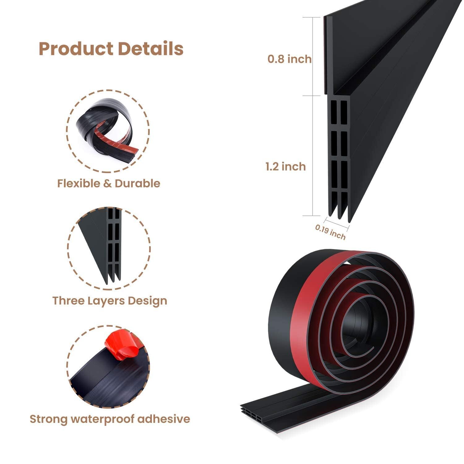 Door Draft Stopper, 37 Inch Under Door Sweep Bottom Blocker with Rubber Seal Strip, Under Door Seal for Exterior/Interior, Soundproof Weather Stripping Door — image 6
