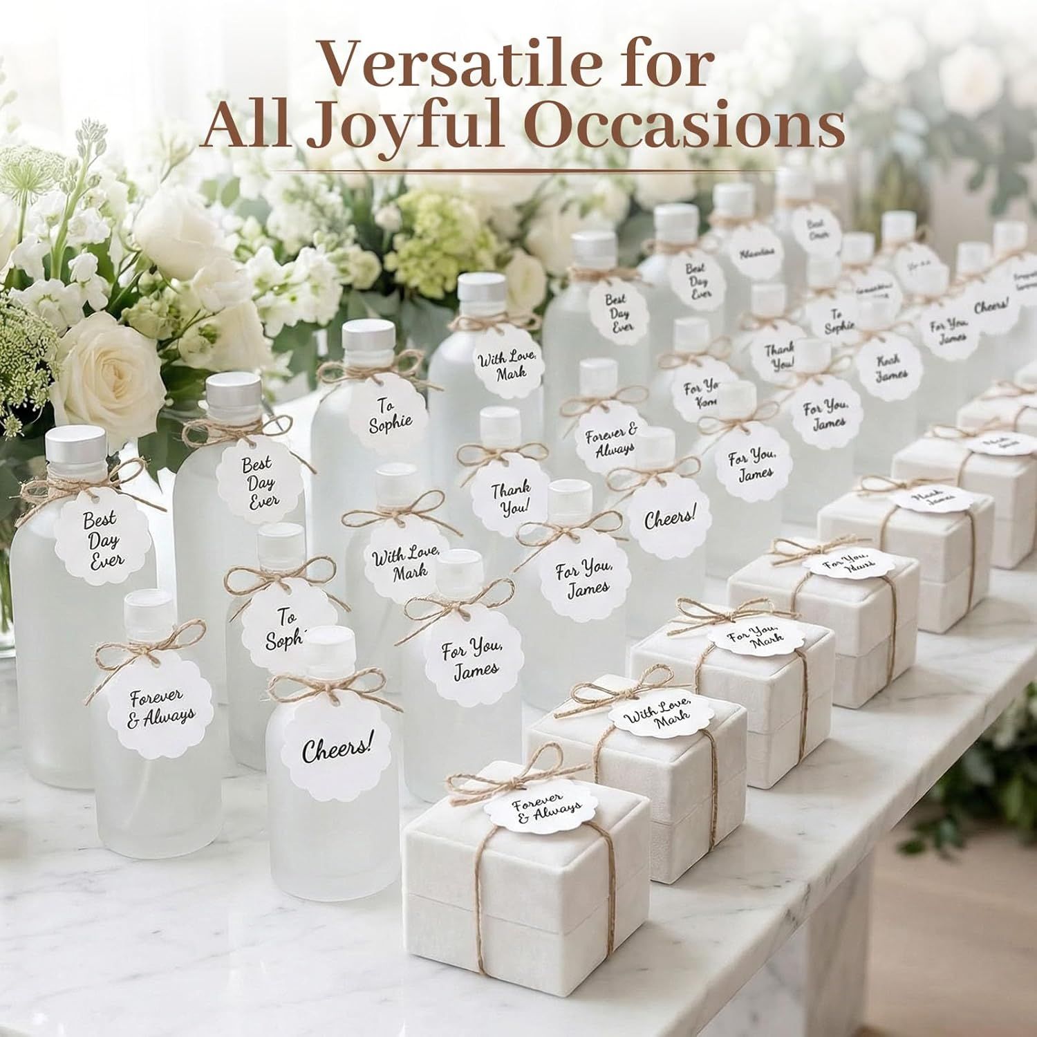 100PCS Gift Tags with String Attached, 2.4X2.4inch Round Circle White Gift Tags for Clothing DIY Crafts Wedding Holiday โ image 5