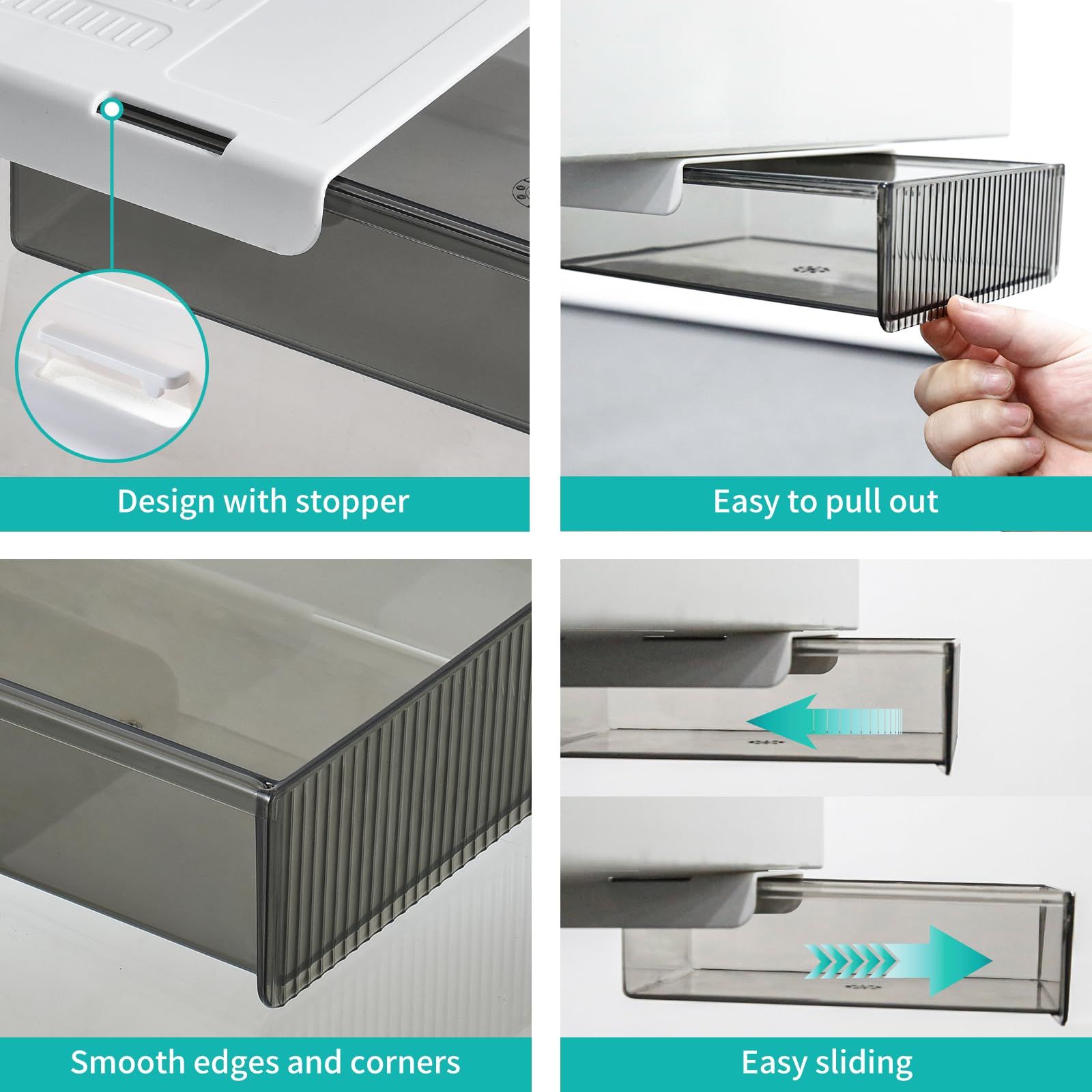 Under Desk Storage Drawers Self-Adhesive Drawer Organizer for Under Desk Hidden Table Drawer Slide Out Office Stick — image 3