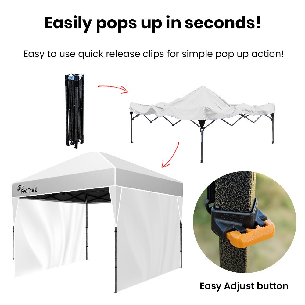 RED TRACK 3x3m Ultra Compact Folding Gazebo, Walls, Carry bag, Portable Outdoor Popup Marquee for Camping Beach, White — image 5
