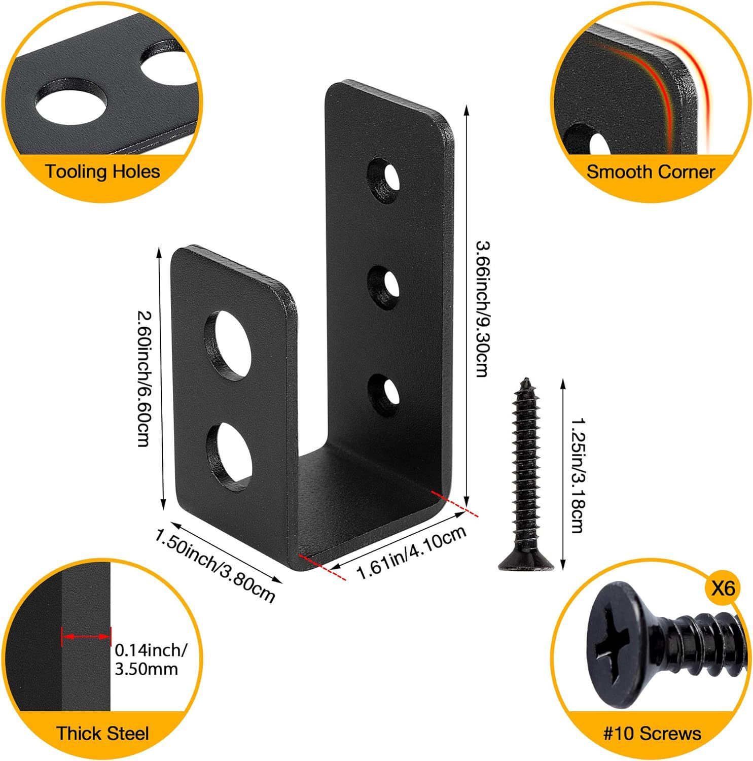 2pcs Open steel U-shaped bracket suitable for 2x4 wood, door latch, household tool hanger, barn — image 2