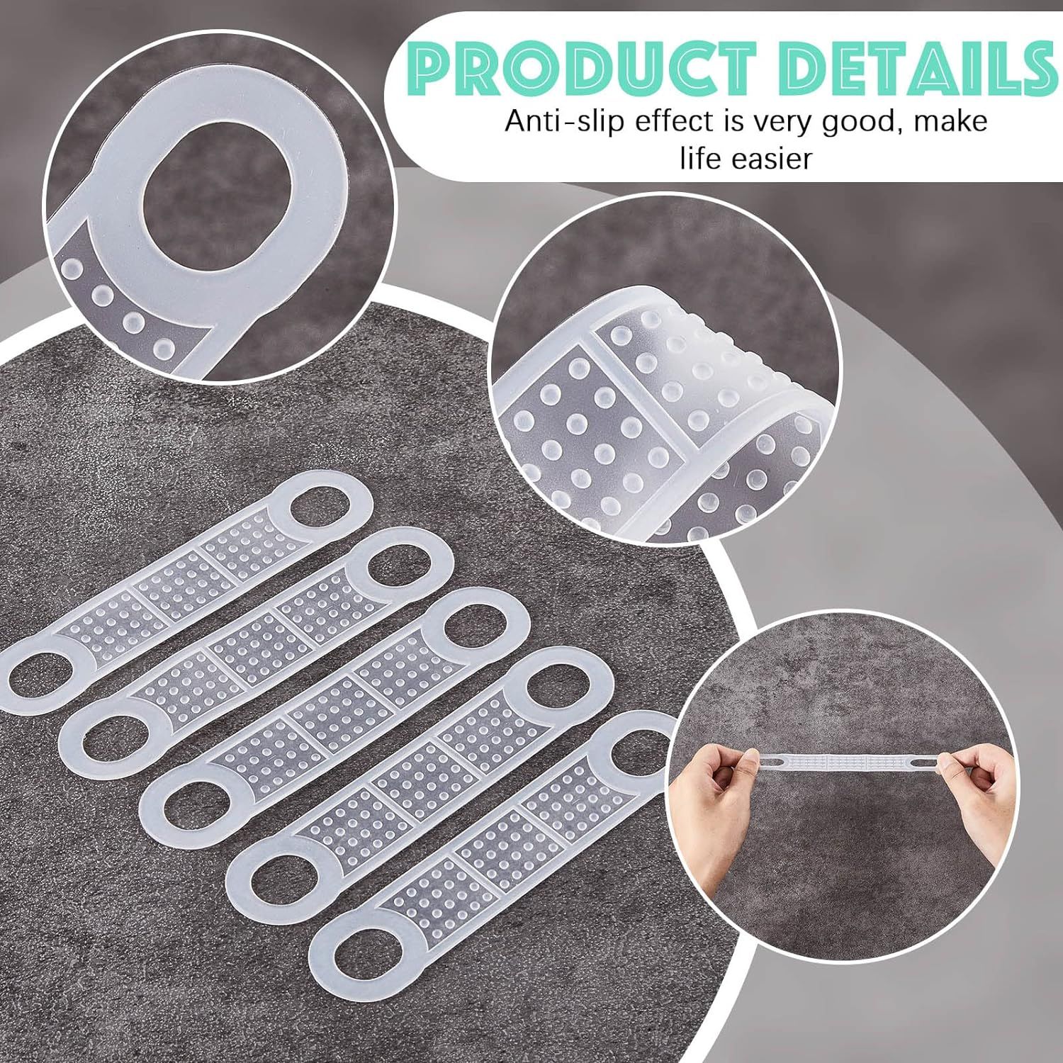 Non Slip Rubber Clothes Hanger Grips Clear Silicone Clothing Hanger Strips Clothes Hanging Accessories for Wood Hangers (200 Pcs) — image 2