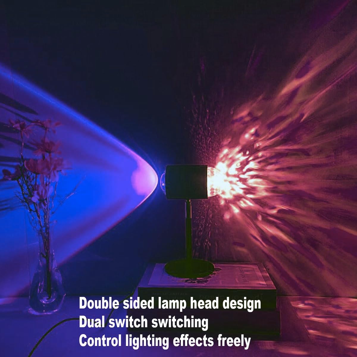 Water Ripple Lamp Sunset Lamp 2-in-1 3D Projector LED Light Sunset Ocean Light Project USB Powered Night Light 360° Rotation Button Control for — image 4