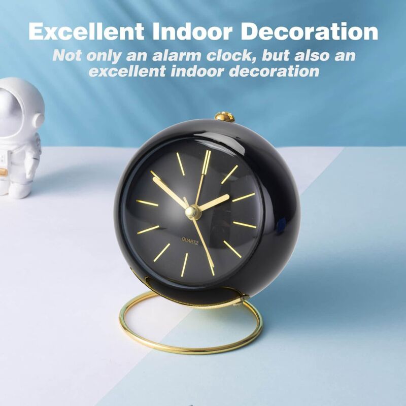 Retro Analog Alarm Clock Non-Ticking With Night Light, Silent, Battery Operated, Easy To Use And Loud Alarm — image 3