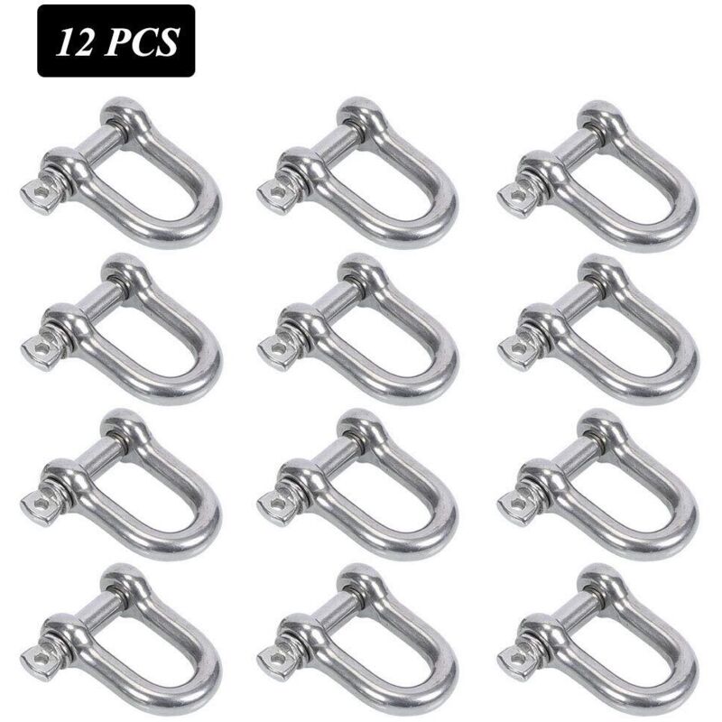 Stainless Steel Shackle 12 pcs M4 Stainless Steel Shackle Lifting Shackle Chain D Ring Shackle Pin Screw Buckle โ image 3