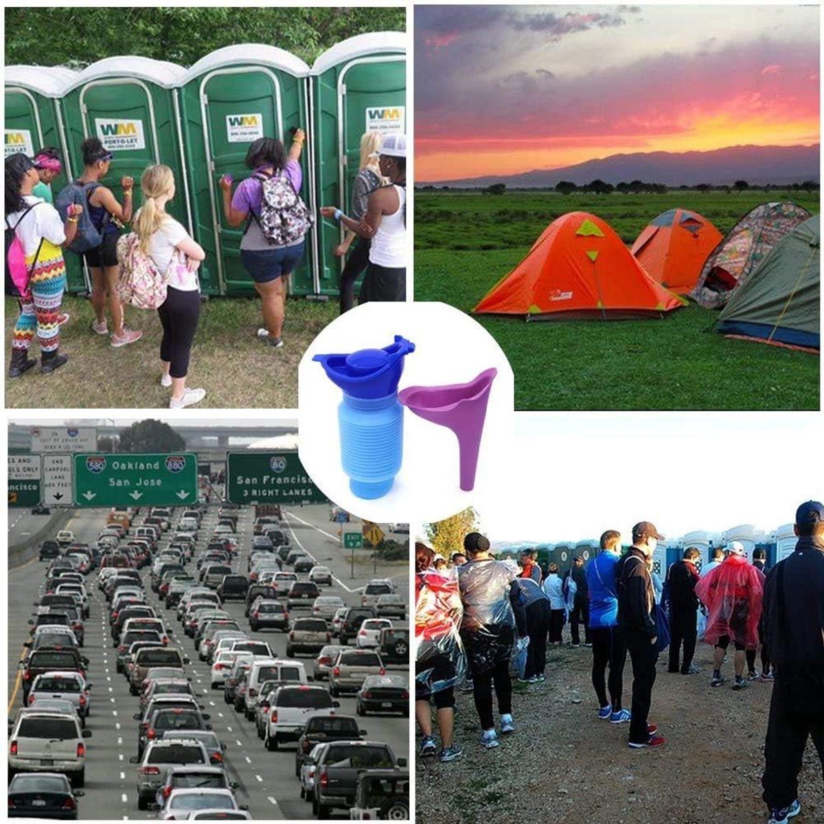 2 Pack Reusable Unisex Urinal Toilet Kit for Camping and Car, 750 ml — image 3