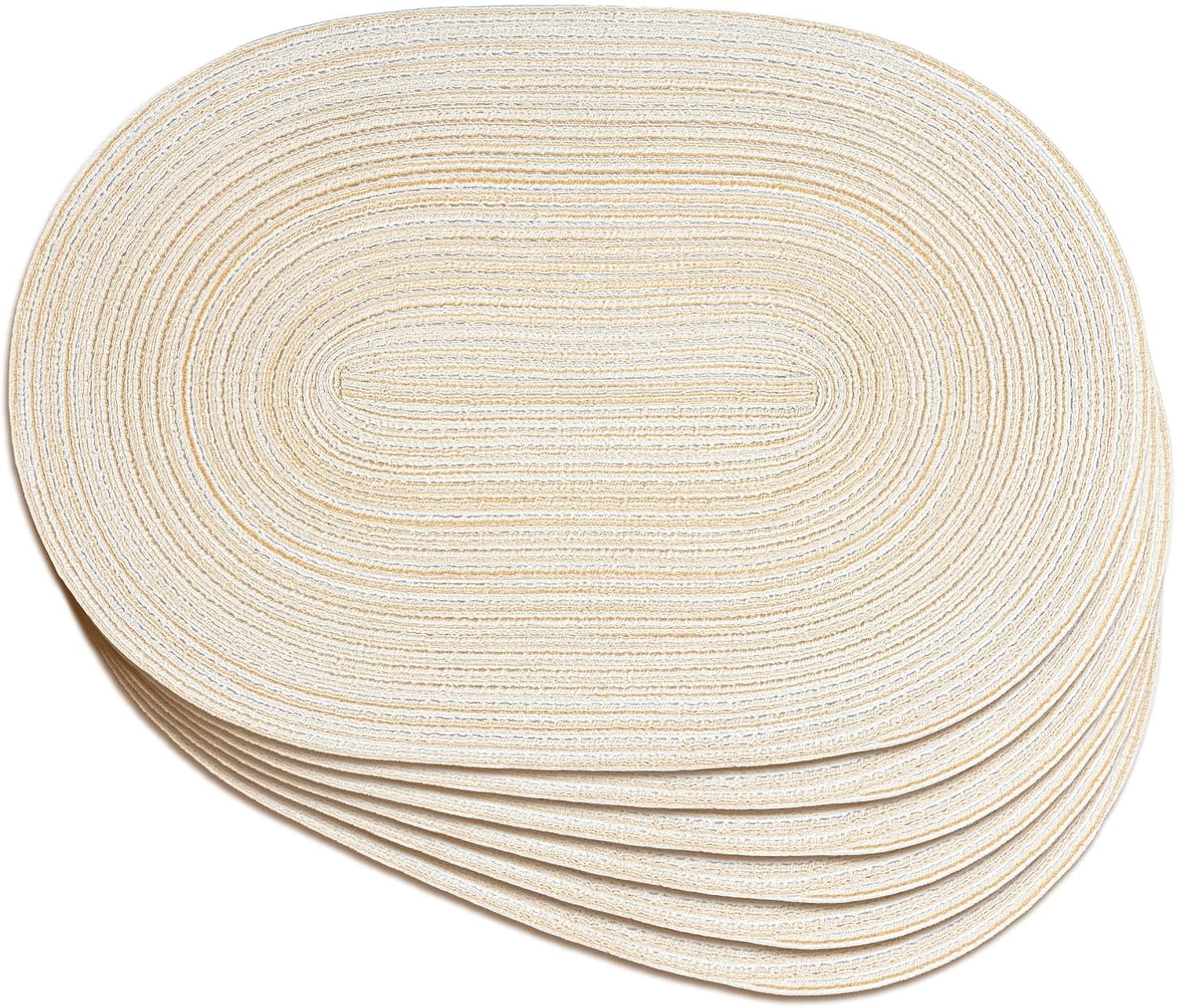 Oval Braided Placemats Set of 6 Woven 12 × 17.5 Inch Non Slip Washable Heat Resistant Place Mats Round Tablemats for Dining Kitchen Party Daily Table Decor