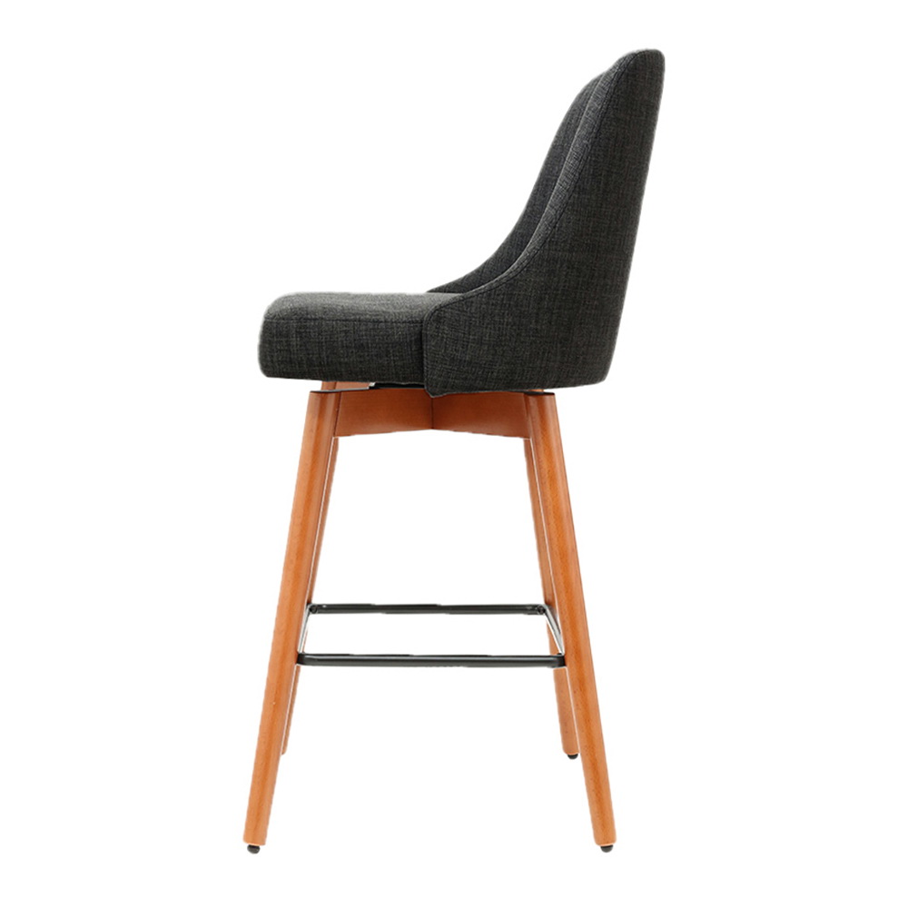 Artiss 2x Bar Stools Swivel Seat Wooden Charcoal โ image 4