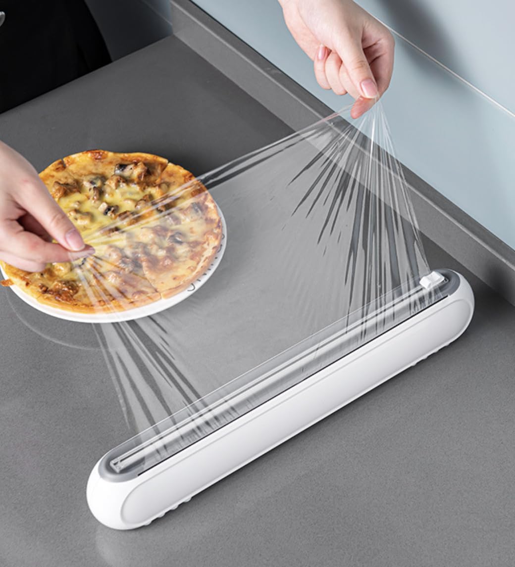 Suction-Mount Cling Film Dispenser: Compact Kitchen Organizer with Built-In Cutter for Food Wrap Storage (White) | Other colors available in store — image 5