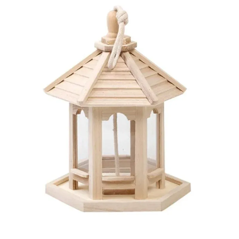 Wooden Bird Feeder Pavilion Style Birdhouse Weatherproof for Garden Outdoor โ image 2