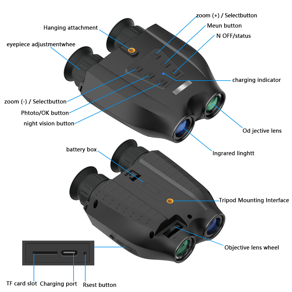 Black Professional HD Digital Night Vision Binoculars - 6X Optical Zoom, IR Illumination, Record 2.5K Video & 48MP Photos — image 4