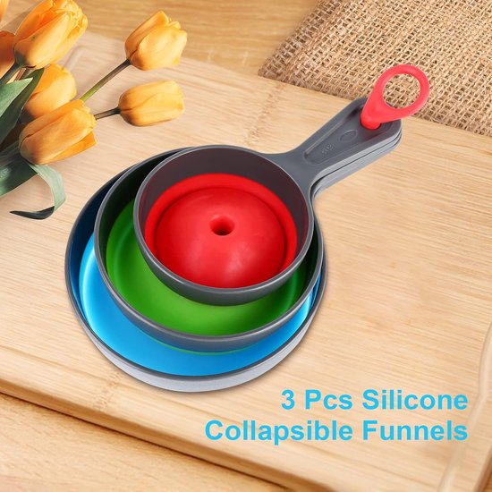 Mini Funnel - 3 in 1 Funnel - Kitchen Funnel Set - Various Sizes - 12cm/10cm/8cm - Can be used to store jars, filling bottles, measuring cups and small amounts — image 3