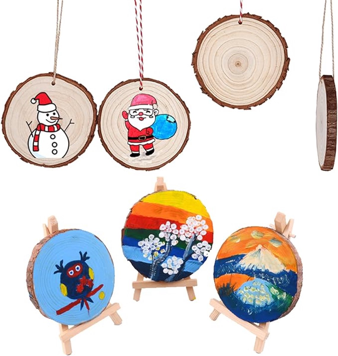 20 Tree Trunk Slices - Round Tree Trunk Slices - Natural Wooden Tree - No Holes - Christmas Decoration - Wedding Decoration - DIY - Diameter 9-10 cm — image 5