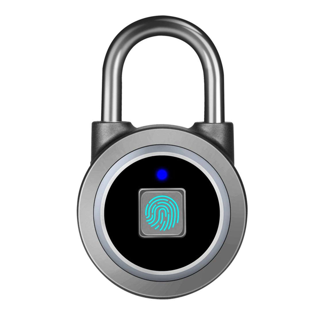 Fingerprint Padlock, Bluetooth Lock, Mobile APP, Smart Padlock with Keyless Biometric, Water Resistant, Suitable for Gym, (Grey)