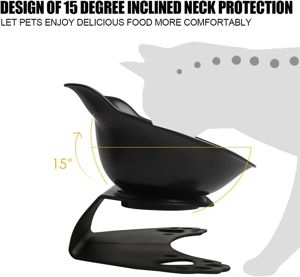 Elevated Cat Bowls,Double Cat Dog Bowls,15°Tilted Raised Cat Bowls,Cat Food Bowls Protective Cat Feeder Bowl for and Small Dogs — image 3