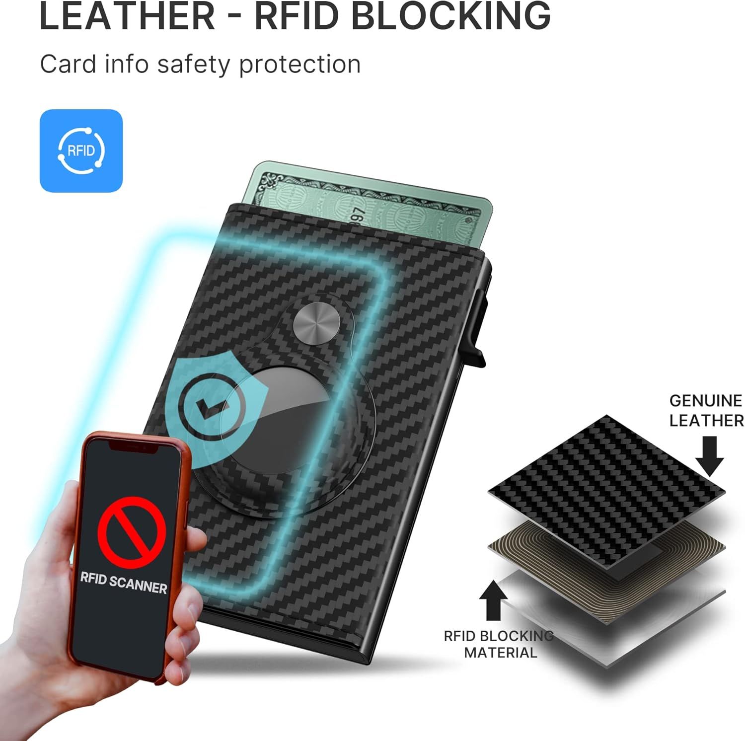 Wallet for Men: Compatible with Apple AirTag (1st & 2nd Generation), RFID Blocking, Genuine Leather, Slim & Minimalist Design - 14 Card Capacity | ID Window â image 5