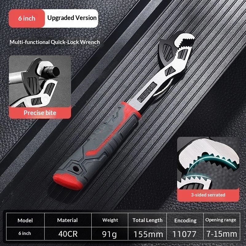 6 Inches Multifunctional Adjustable Wrench, Automatic Size Adjustment Self-locking Wrench, 7-15mm Spring QuickWrench, Suitable for Pipeline Maintenance, Pipe — image 5