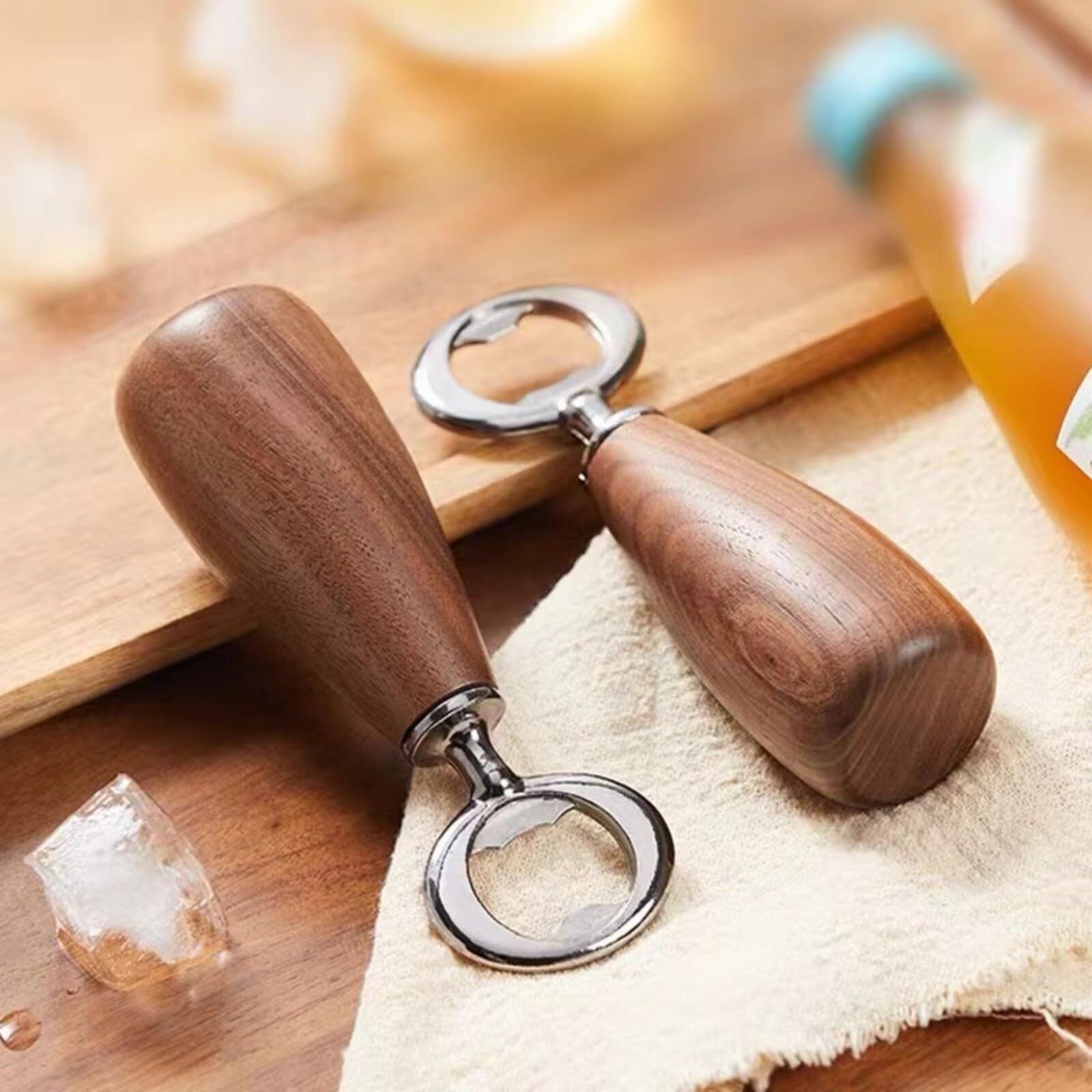 Handcrafted Wooden Bottle Opener – Walnut & Stainless Steel Beer Opener with Ergonomic Handle | Premium Bar Tool for Home, Kitchen & Gifts — image 3