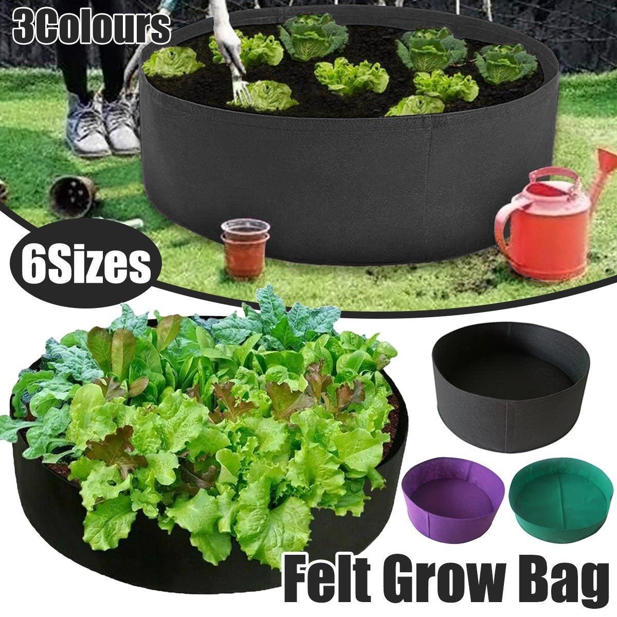 5x Felt Planting Bag Round Vegetable Garden Flower Seedling Grow Bags for Plants - Black-90 × 30cm — image 2