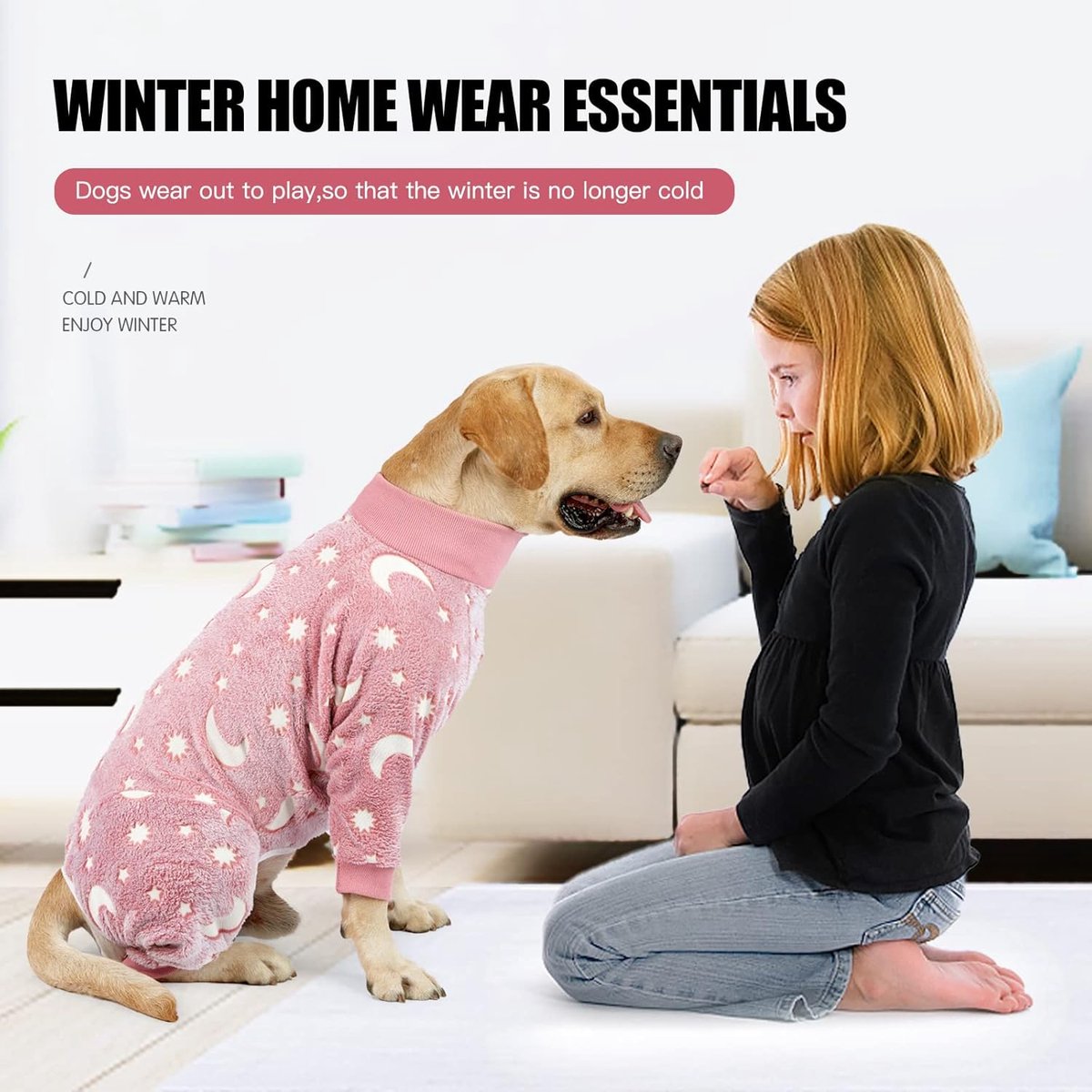 Warm Dog Coat - Winter Clothes for Medium Dogs - Shedding Suit - Full Dog Suit - Glow in the Dark - Pink - Size M - Perfect for Small Dogs - Medium-Sized Dogs โ image 4