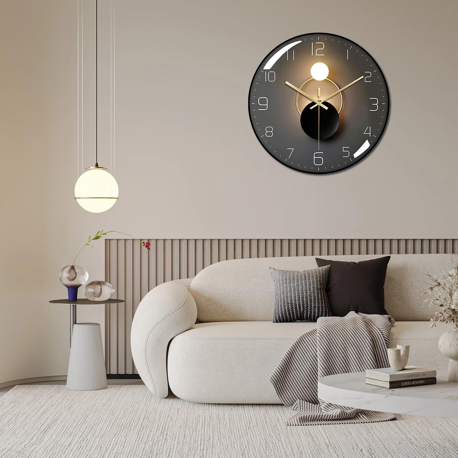 Wall Clock, Art Deco Wall Clock, Non-Ticking Silent Modern Metal Wall Clock, Suitable for Living Room, Bedroom, Office,Study Room — image 2