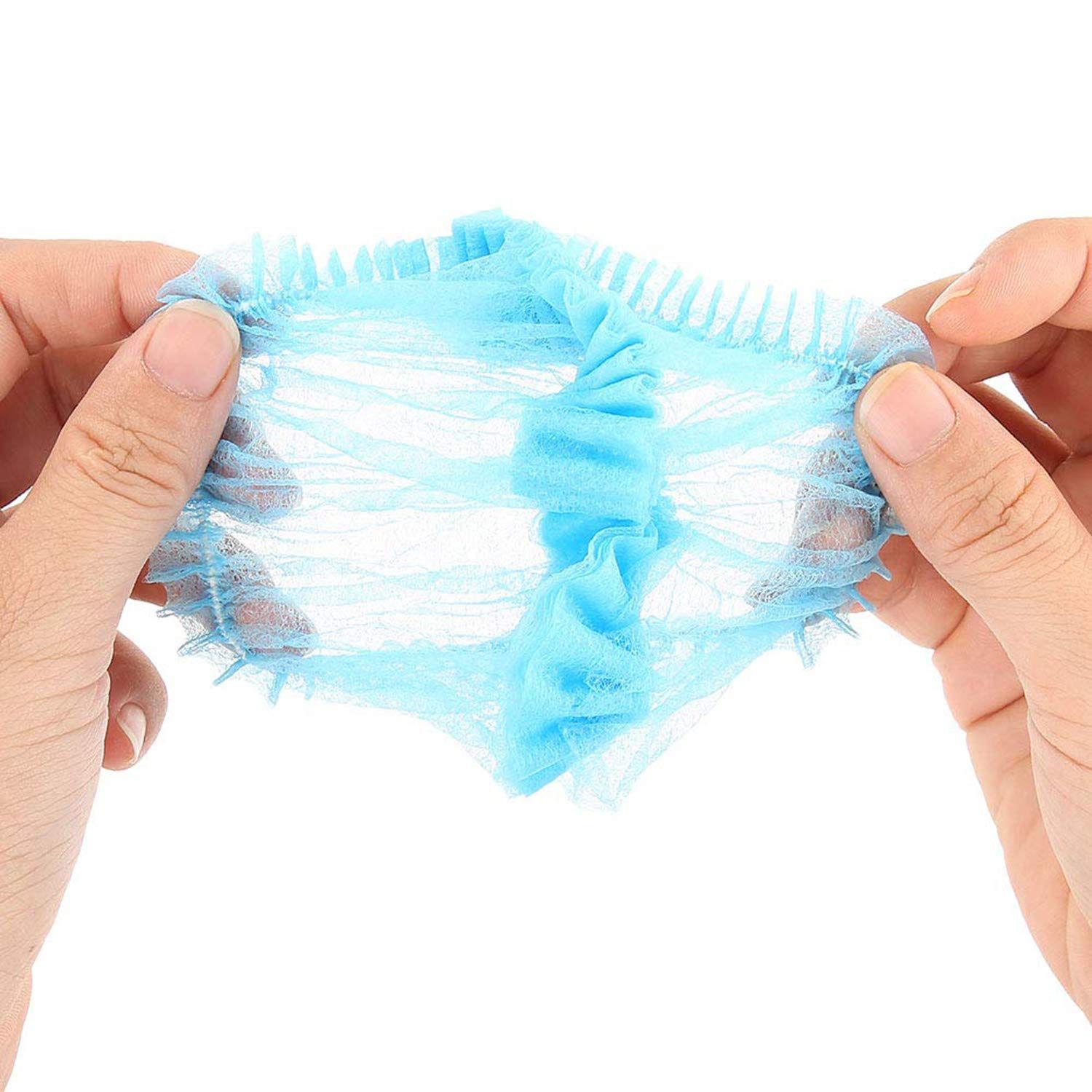 100 Pieces Disposable Non-Woven Clip caps hairnets Head Cover, 21"Chef Hat Strip Hat Thickened dustproof(Blue) — image 2