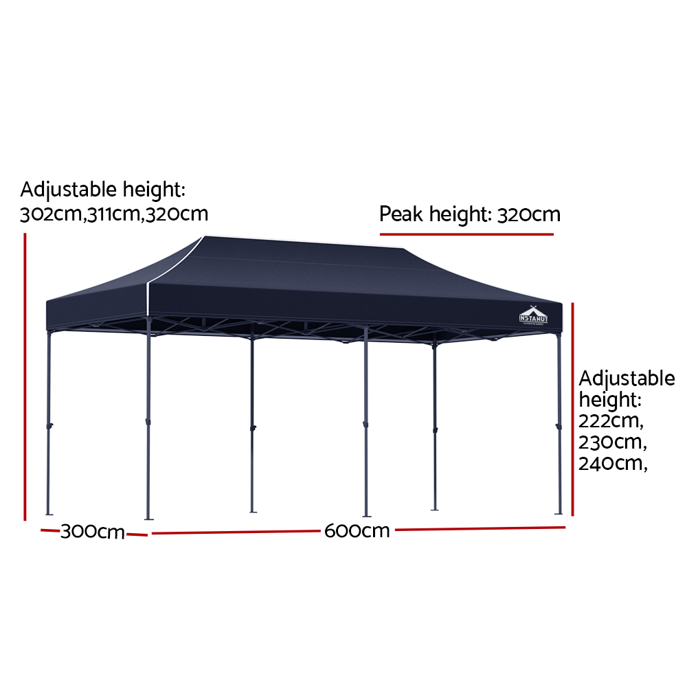 Instahut Gazebo Pop Up Marquee 3x6 Folding Tent Wedding 500D Oxford Camping Navy — image 2