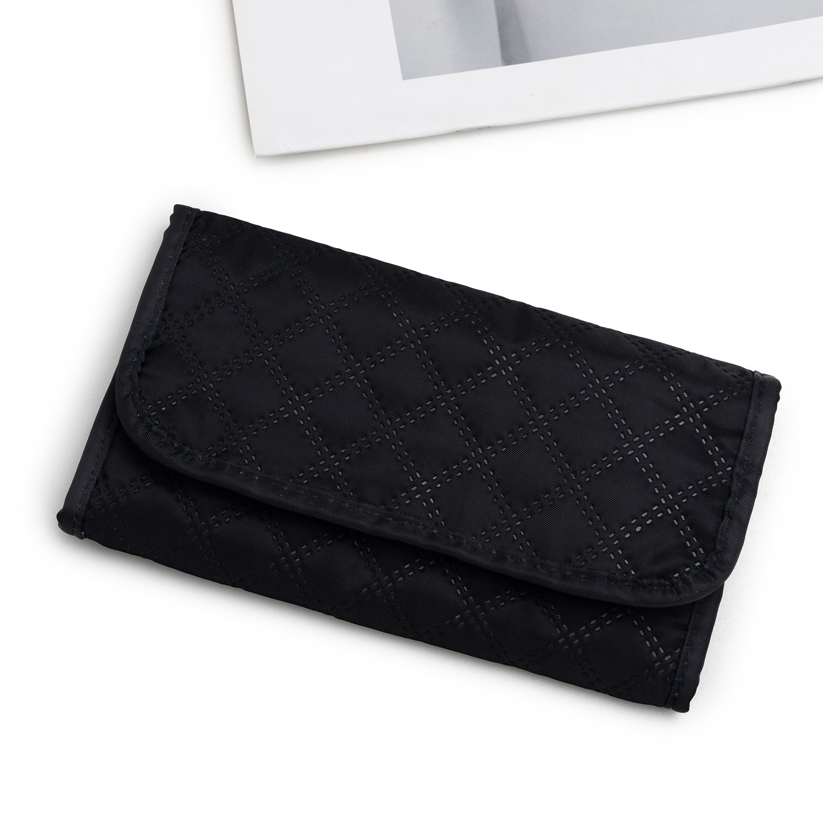 Black Portable Travel Jewelry Organizer Roll - Foldable Jewelry Storage Pouch for Earrings, Rings, and Necklaces(Jewellery is a shooting prop and is not โ image 5