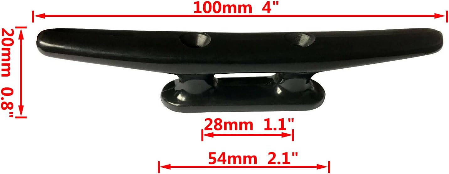 4 Pack Boat Cleat Black Nylon Dock Kayak Cleat,4/6/8 inch with Fasteners — image 3
