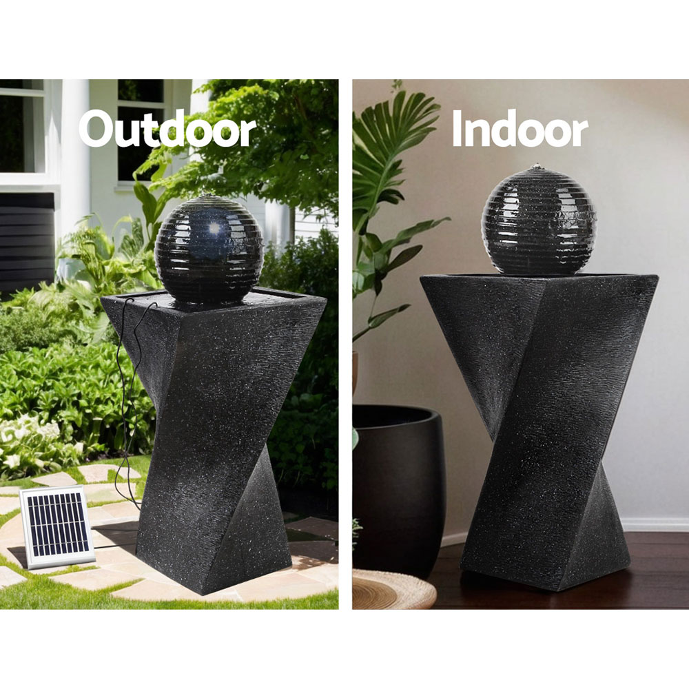 Gardeon Solar Water Feature Twisted Fountain LED Light Bird Bath 85CM Black โ image 4