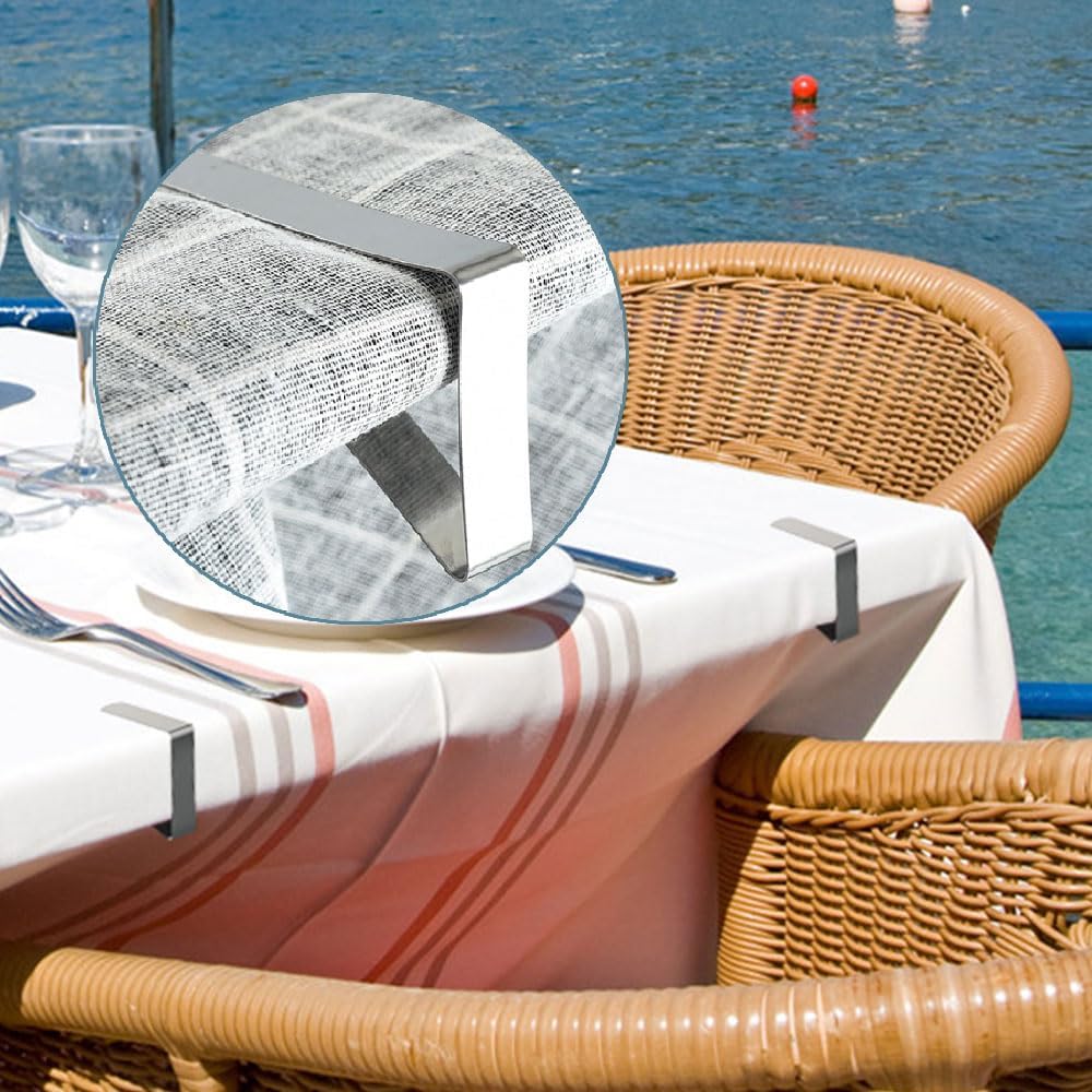 Table Cloth Clips 8pcs, Stainless Steel Metal Triangle Picnic Table Clips for Home, Restaurant, Picnic, Party — image 2