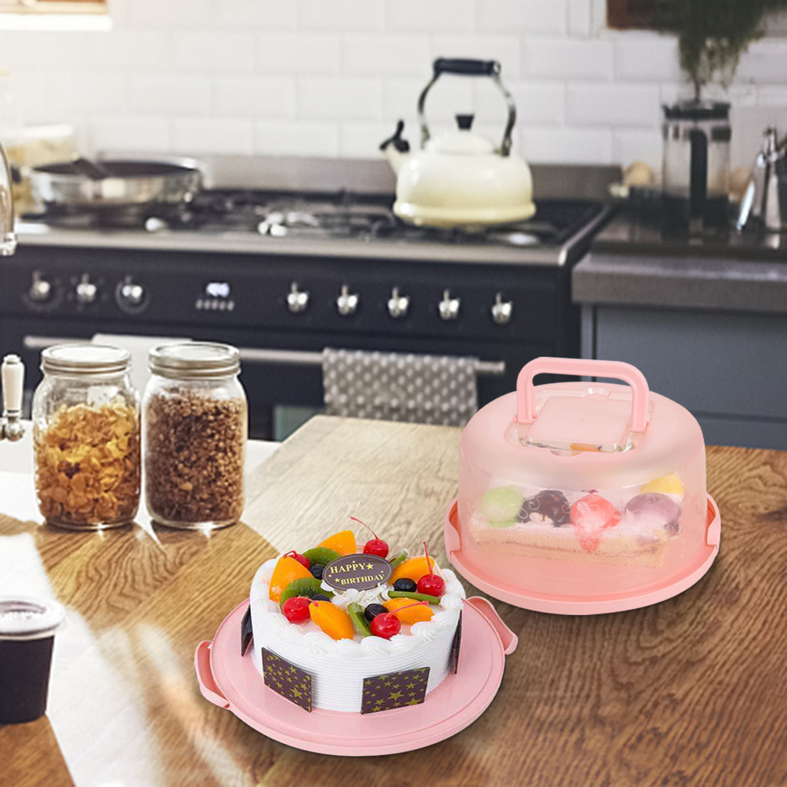 Clearance! Round Cake Carrier Cake Container With Lid And Handles, Large Cupcake Carrier Cake Keeper Sturdy Cupcake Box Cupcake Holder With Two Secure Side โ image 2