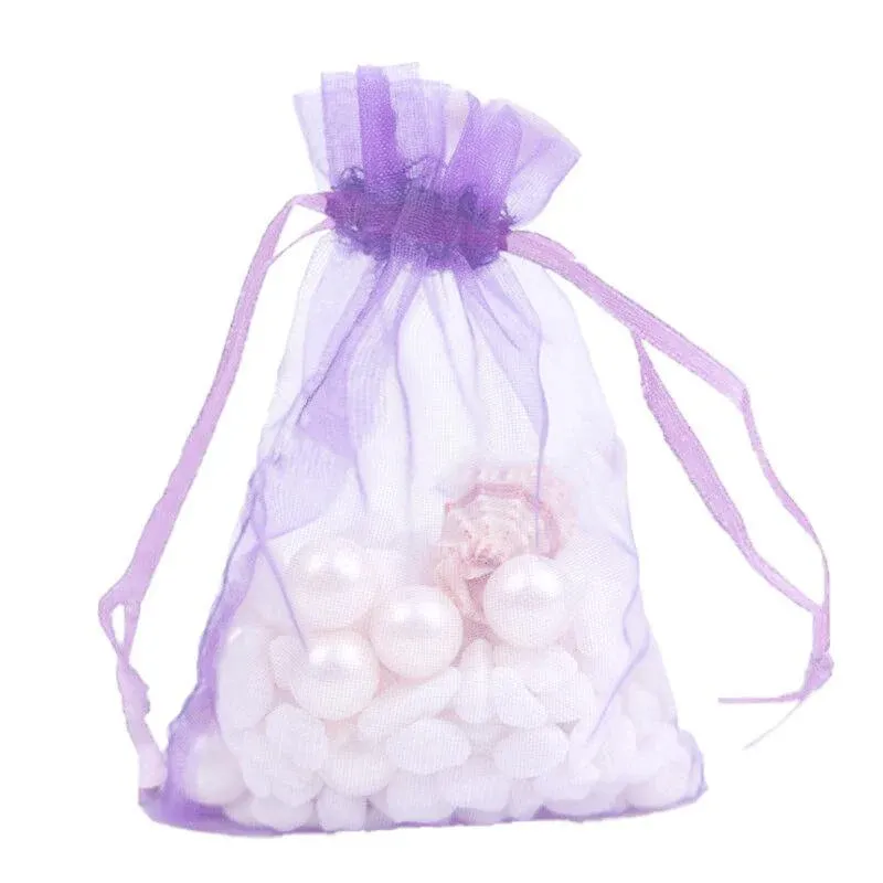 50 pcs Organza Bag Sheer Bags Jewellery Wedding Candy Packaging Sheer Bags 7 × 9 cm - Purple/50PCS