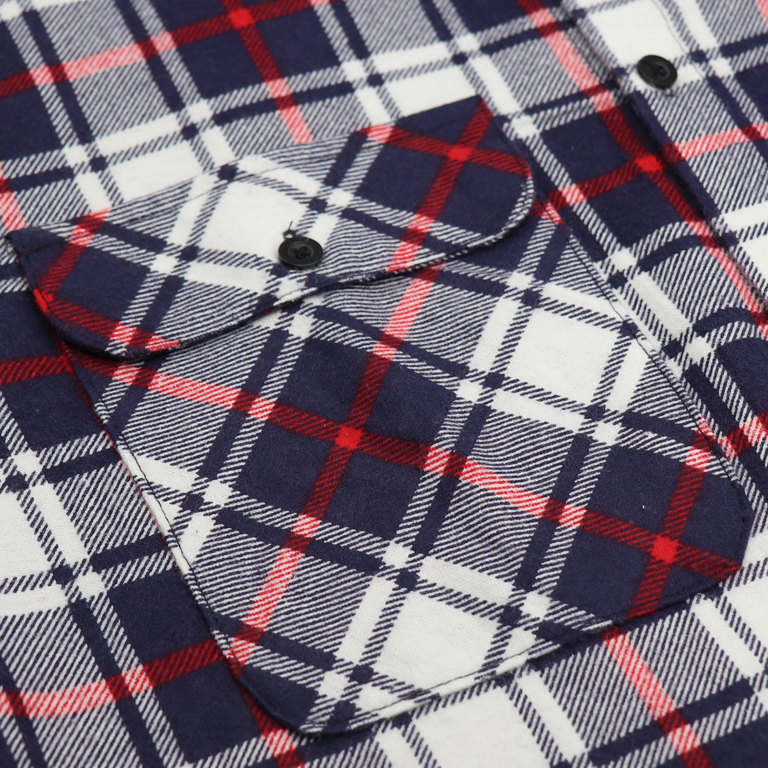 Men's 100% Cotton Flannelette Shirt Long Sleeve Plaid Check Flannel w Pockets, Snowfall Navy Plaid, S โ image 5