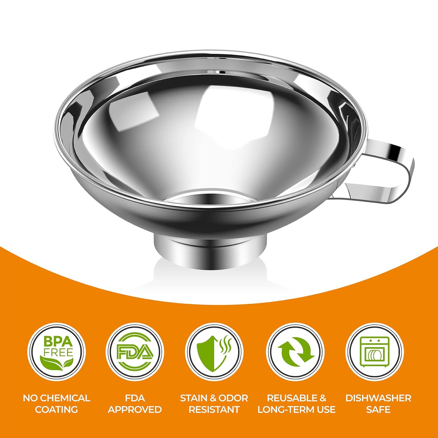 Canning Funnel for Kitchen Use, Wide Mouth Food Grade Stainless Steel Funnel for Wide and Regular Mouth Mason Jar, Deal for Filling Bottle, Liquid and Solid — image 5